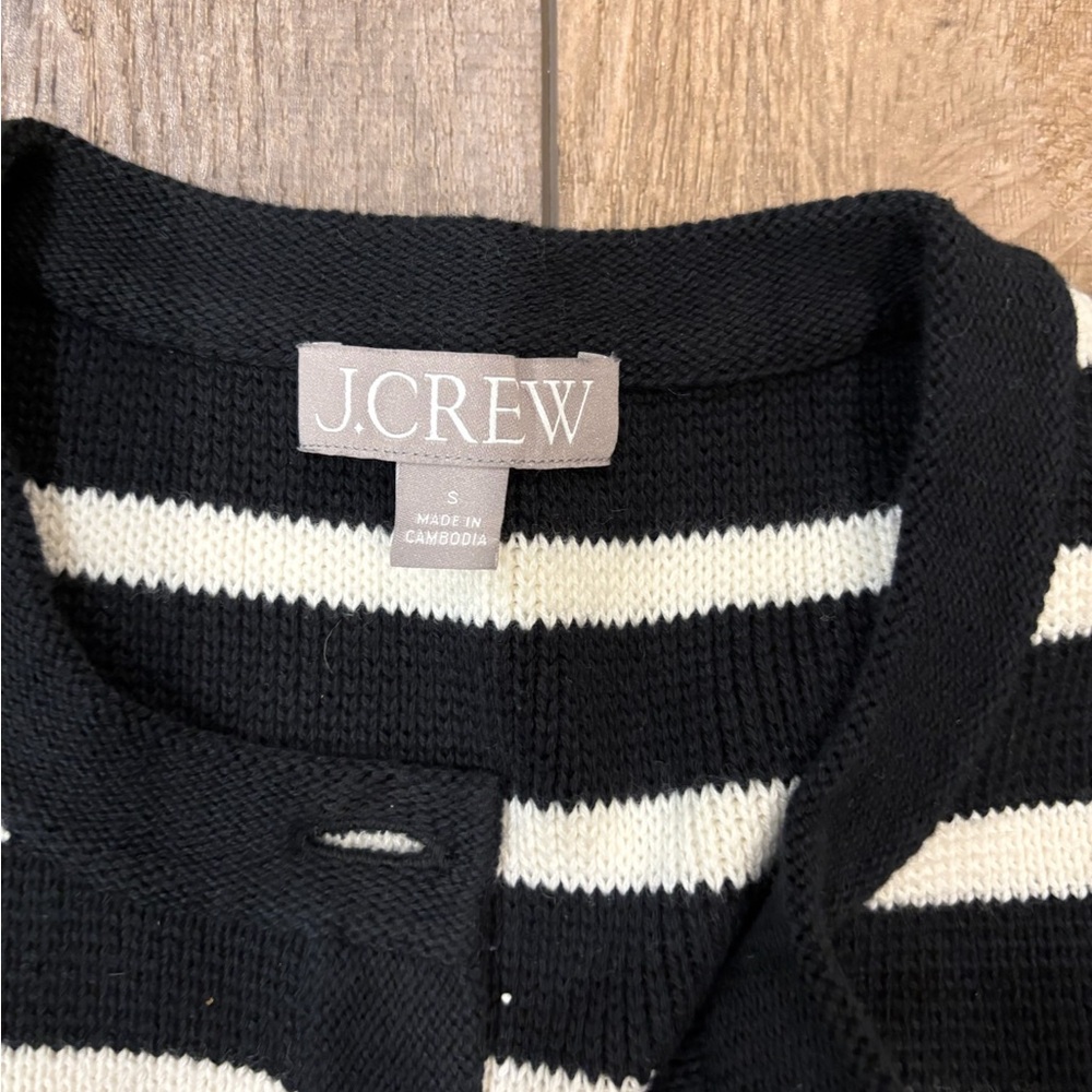 J. Crew Black and Cream Striped Sweater - Picture 2 of 3